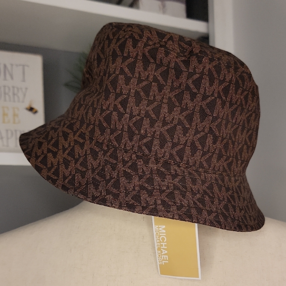 Michael Kors Brown Monogram Bucket Hat